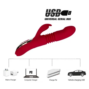 USB rechargeable thrusting dildo vibrator for woman