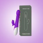 Purple color stretch thrusting vibrator with box.