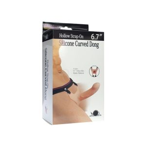 Box of realistic silicone curved hollow strap-on dong dildo men sex toy