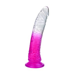 realistic 8 inch transparent purple color dildo with strong suction cup sex toy