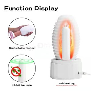 Realistic Textured Cup with Heating Rod Pocket Pussy Masturbator sex toy