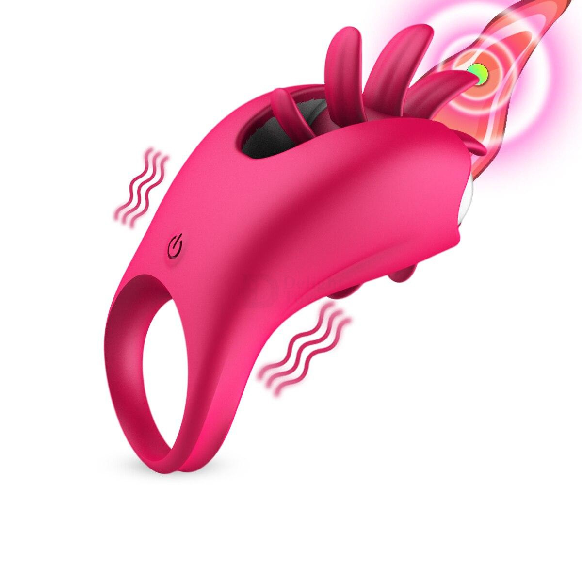 Rotating and vibrating cock ring for clitoral sex toy