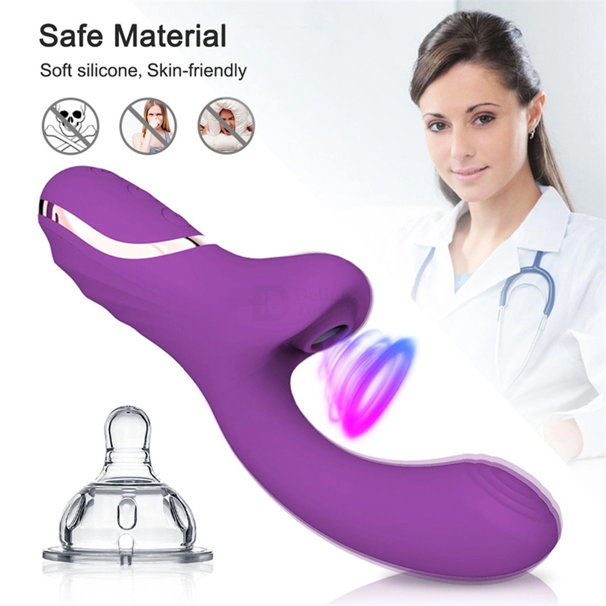 Body safe material g-spot clitoral sucking vibrator sex toy for women