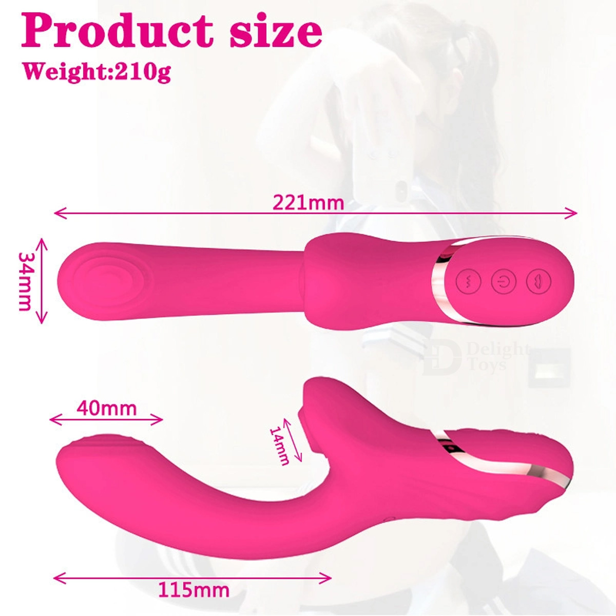 Size of g-spot clitoral sucking rabbit vibrator sex toy for female