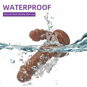 Fully waterproof hollow strap on realistic dildo with clitoral stimulator vibrator sex toy