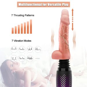Multiple thrusting vibrating realistic dildo sex toy machine for women